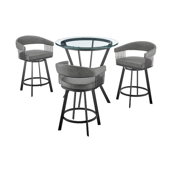 Armen Living Naomi and Chelsea 4-Piece Counter Height Dining Set in Black Metal and Gray Faux Leather SETNMCHGRBL4 - main
